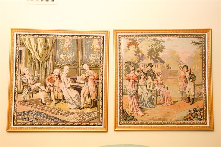 Two (2) Framed Rococo-Style Tapestries