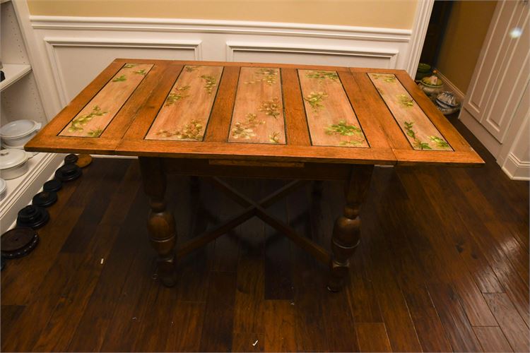 Hand Painted Table with Folding Leaves