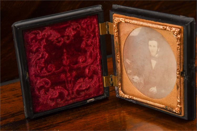 Antique Daguerreotype in a  Gutta Percha Picture Frame