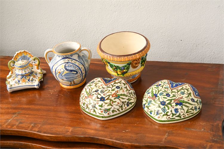 Group Lot of Hand Painted Majolica Articles