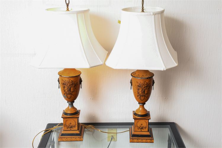 Pair of Neoclassical Style Tole Lamps