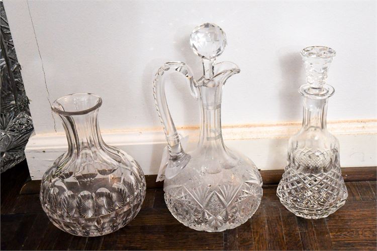 Group Lot of Antique Cut Glass Decanters and Carafes