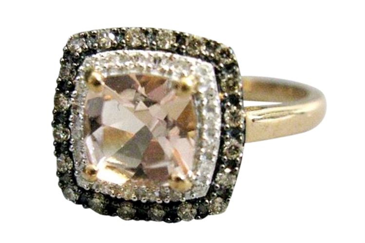 Estate Pink Morganite & Diamond Rose Gold Ring