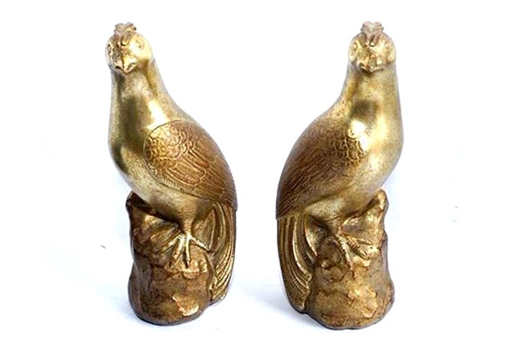 Vintage Pair Borghese Gilded Peacocks