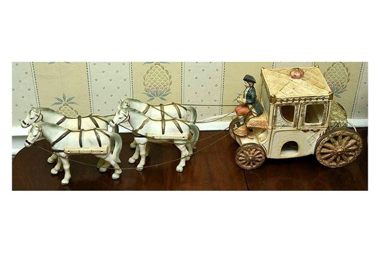 Horse Drawn Carriage Ceramic Lamp/Music Box