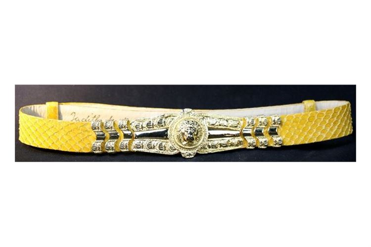 Judith Lieber Vintage Lion Head Snakeskin Belt