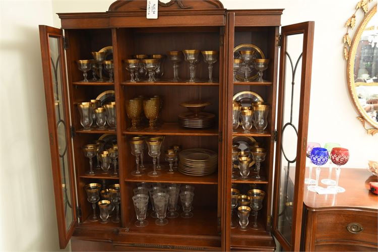 Large Group of Vintage Gilt Rimmed Glassware