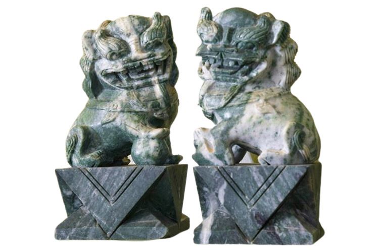 Two (2) Carved Chinese Stone Foo Dogs