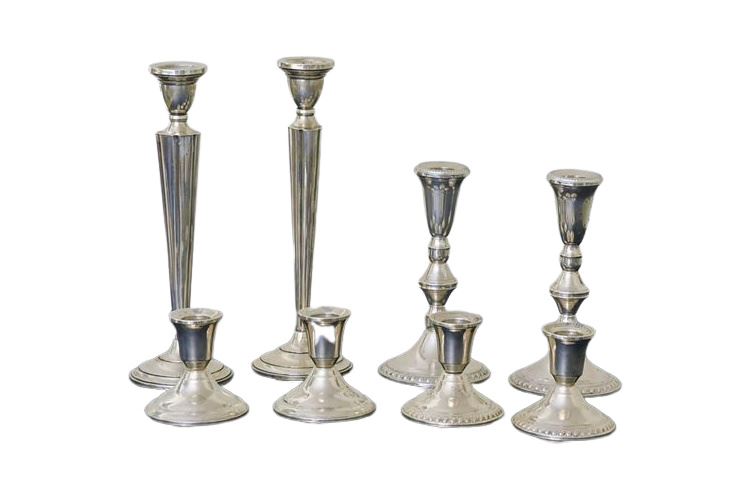 Four (4) Pairs Of Sterling Silver Candle Holders (weighted)