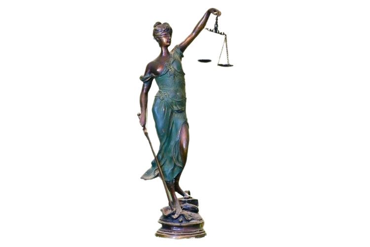 Bronze Patinated Metal Blind Justice Statue