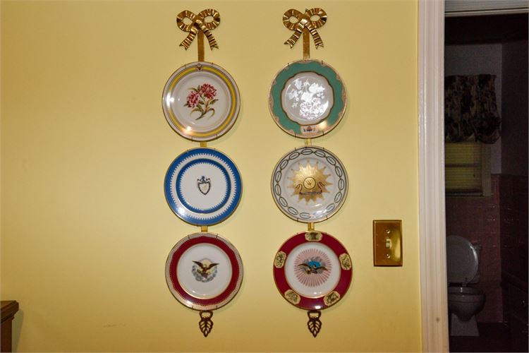 Six (6) Decorative Plates with Display Racks