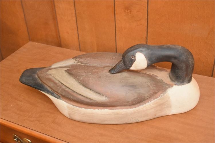 Handpainted and Carved Wooden Duck Figurine