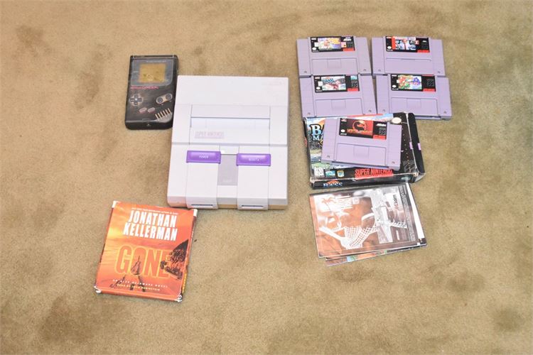 Super Nintendo and Game Boy With Games