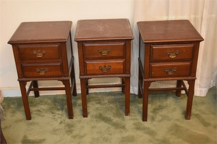Three (3) Vintage Two Drawer Side Tables