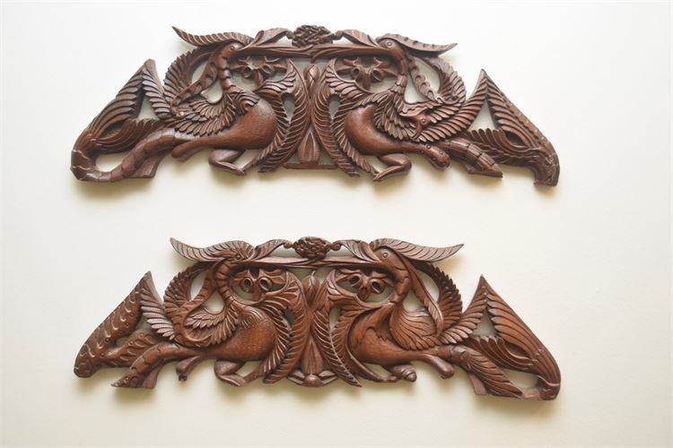 Two (2) Craved Wood Wall Hangings