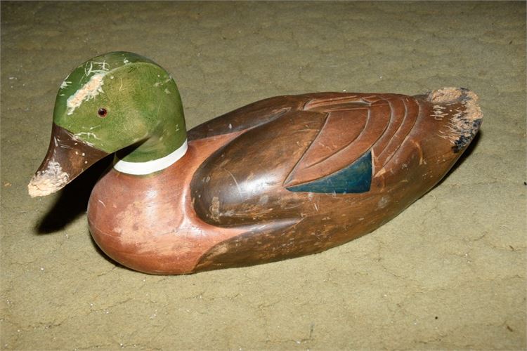 ONE  Carved Duck DECOY Green Headed Decoy Alone