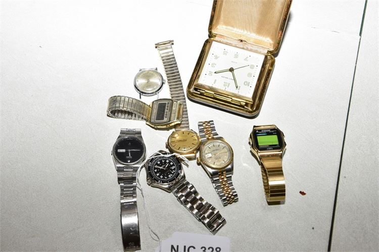 Group Lot Of Men's Watches and a Clock