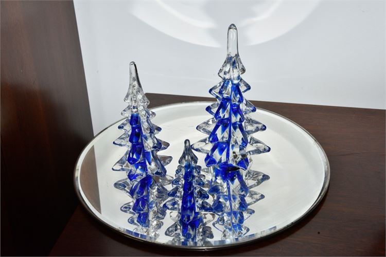 Three (3) Decorative Glass Christmas Trees