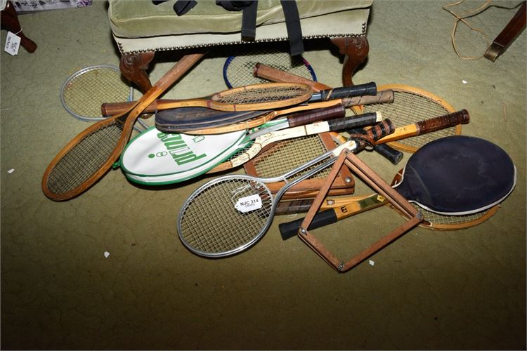 Group Lot Of Vintage Tennis Rackets