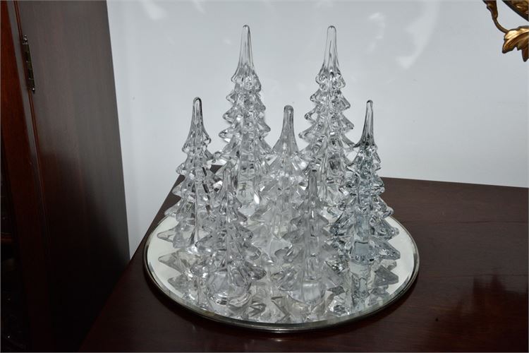 Seven (7) Decorative Glass Christmas Trees