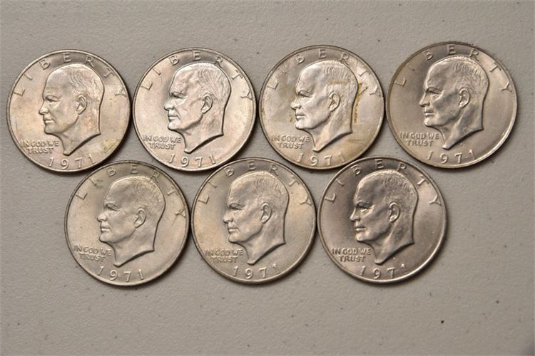 Seven (7) 1971 Eisenhower Dollars