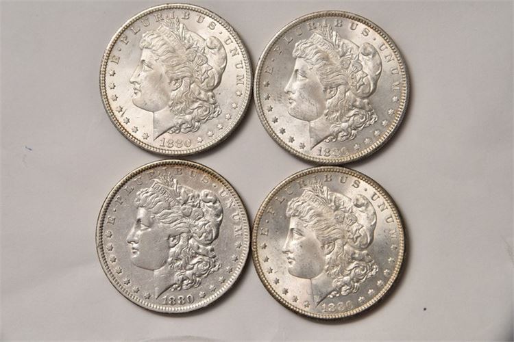 Four (4) 1880 Silver Dollars