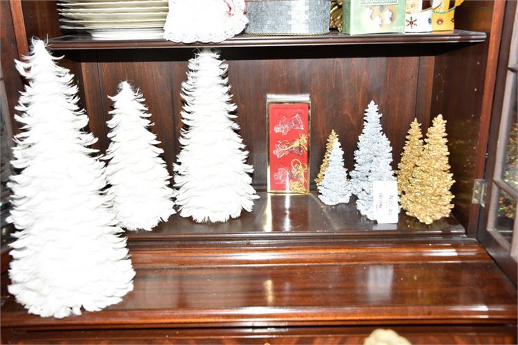 Group Lot Of Decorative Christmas Trees