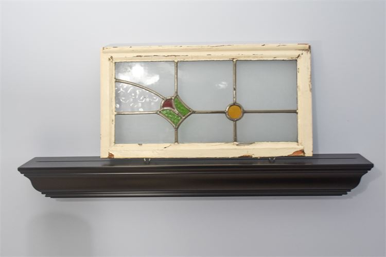 Antiques Stain Glass Window with Decorative Shelf