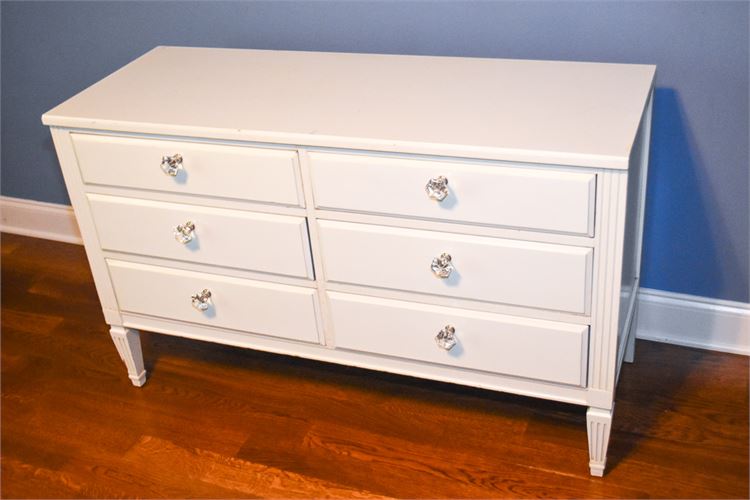 Six Drawer Dresser in White Painted Finish