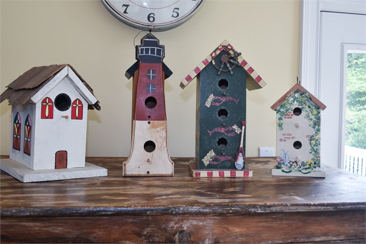Four (4) Wooden Bird Houses