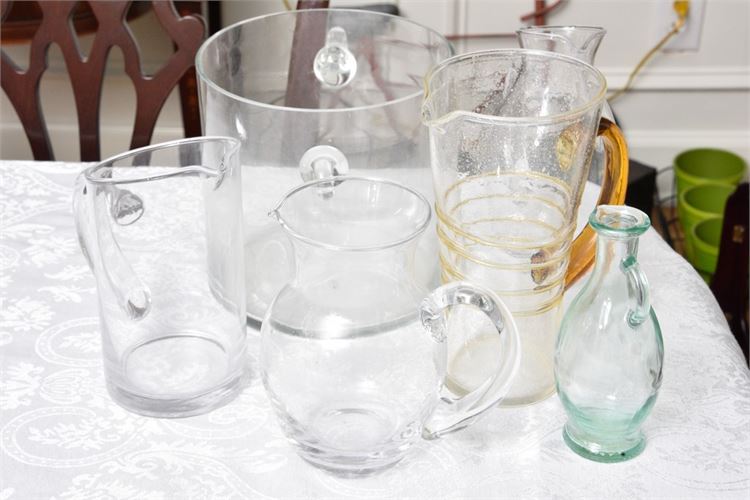 Group Lot Of Glass Pitchers