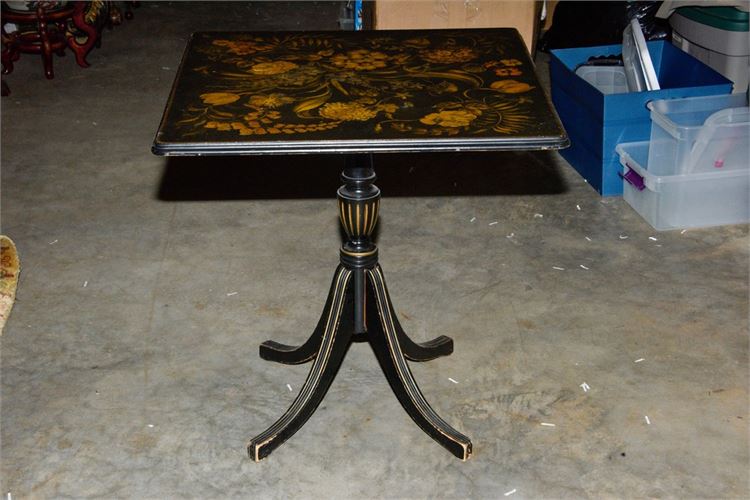 Paint Decorated Tilt Top Table By Ferguson