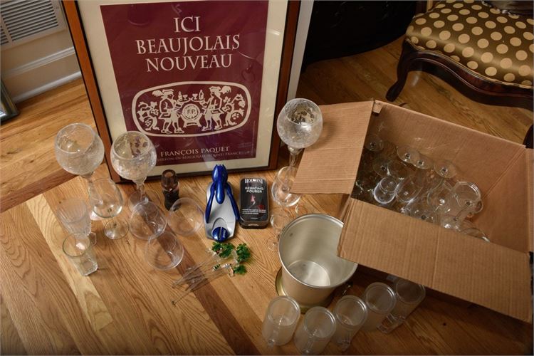 Group Lot Of Glassware and Bar Items