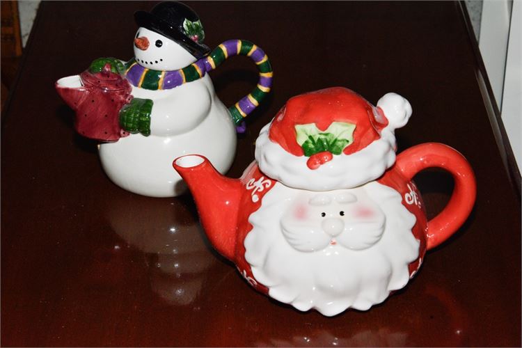 Two  Christmas Themed (2) Teapots