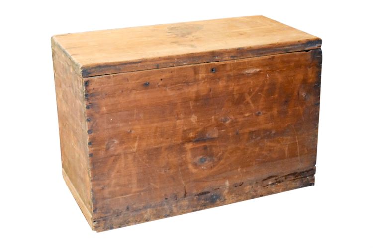 Large Antique Pine Storage Trunk