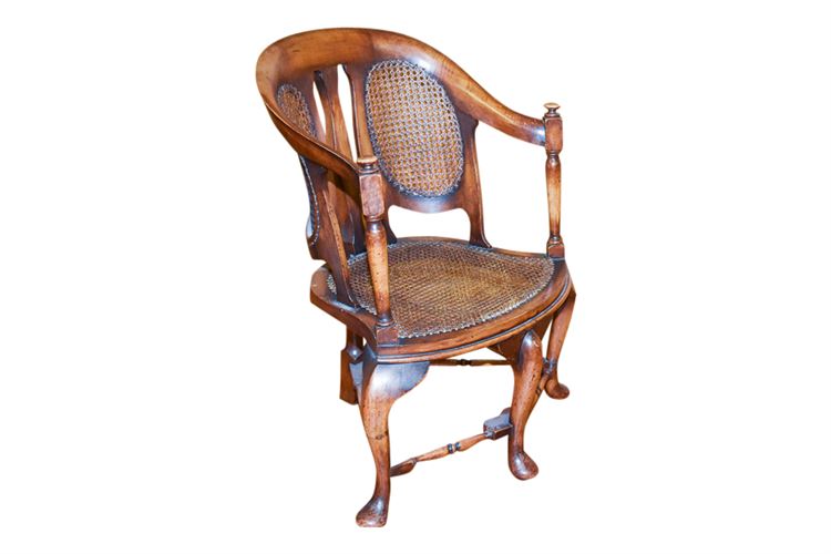 Dutch Style Walnut & Cane Bergere