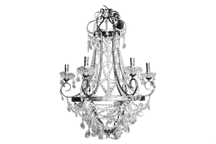 Italian Style Gilt Metal & Crystal Chandelier