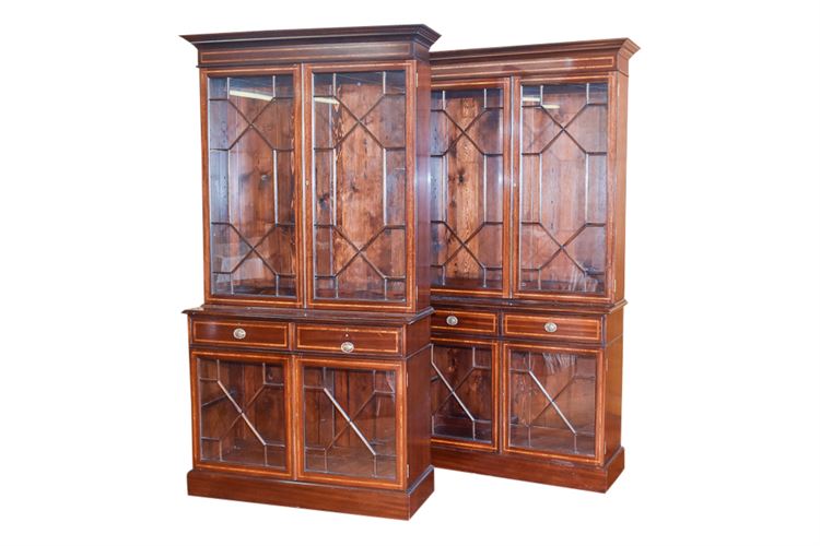 Pair of George III Style Mahogany Bookcase Cabinets