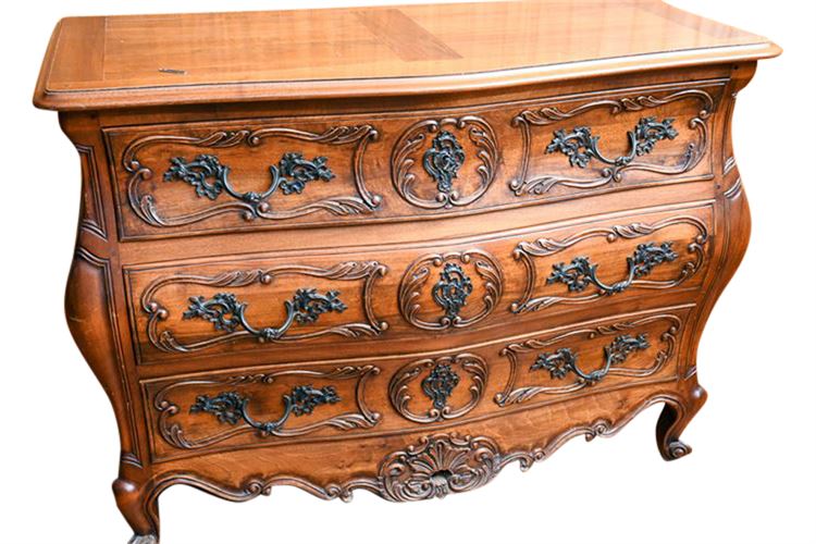 Louis XV Style Carved Walnut Commode