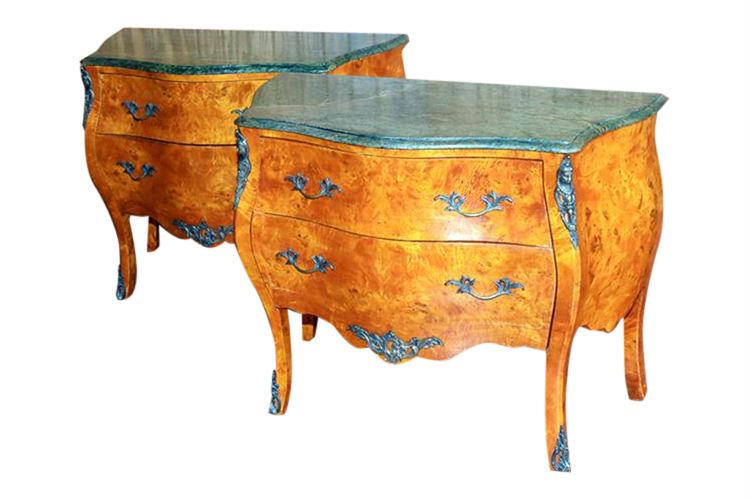 Pair of Italian Style Bombe Commodes