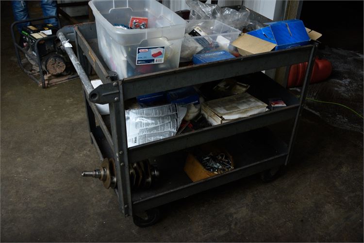 Metal Rolling Cart With Contents