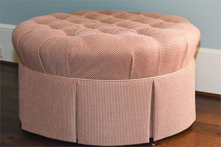 Upholstered Circular Form Button Tufted Ottoman