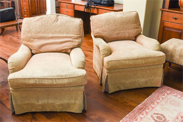 Two (2) Upholstered Swivel Armchairs