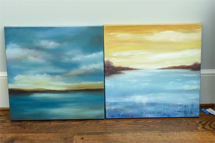Evelyn Edmedes Two(2) Abstract Landscapes on Canvas