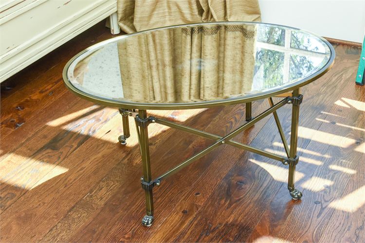 Classical Styled Brass and Mirror Circular Coffee Table