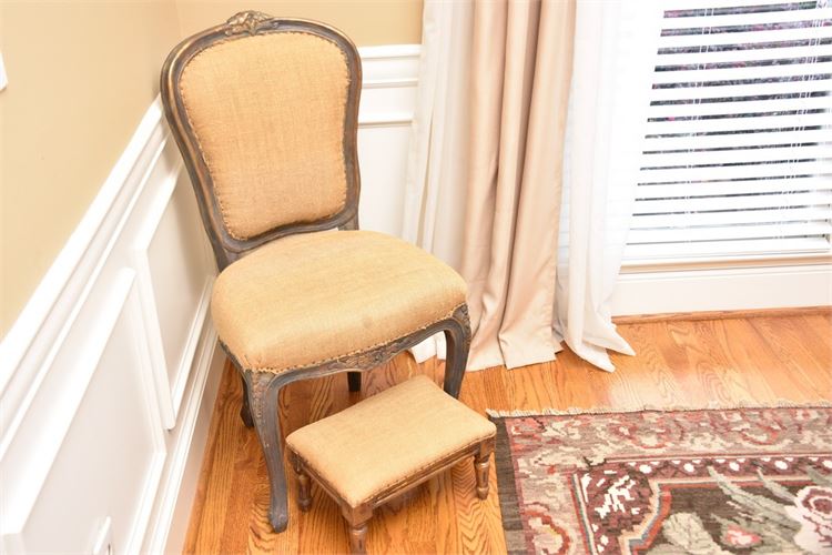 Upholstered Accent Chair and Stool