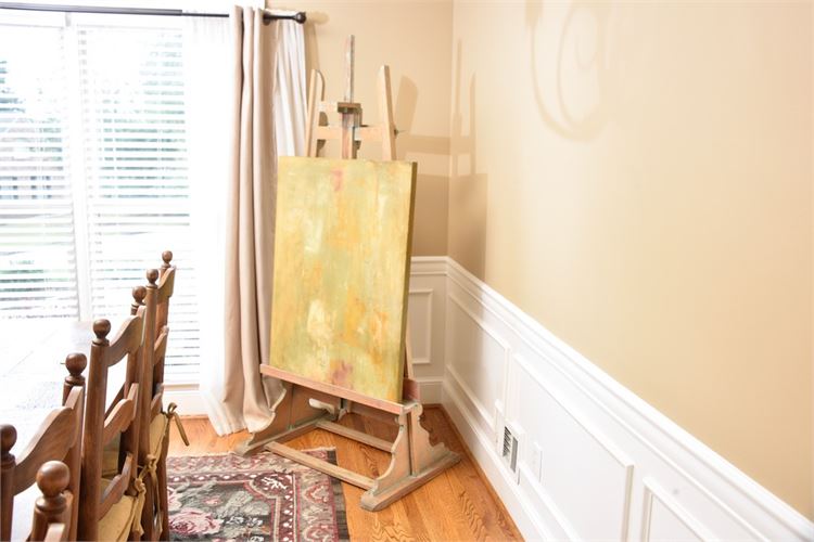 Large Wooden Easel and Art Canvas