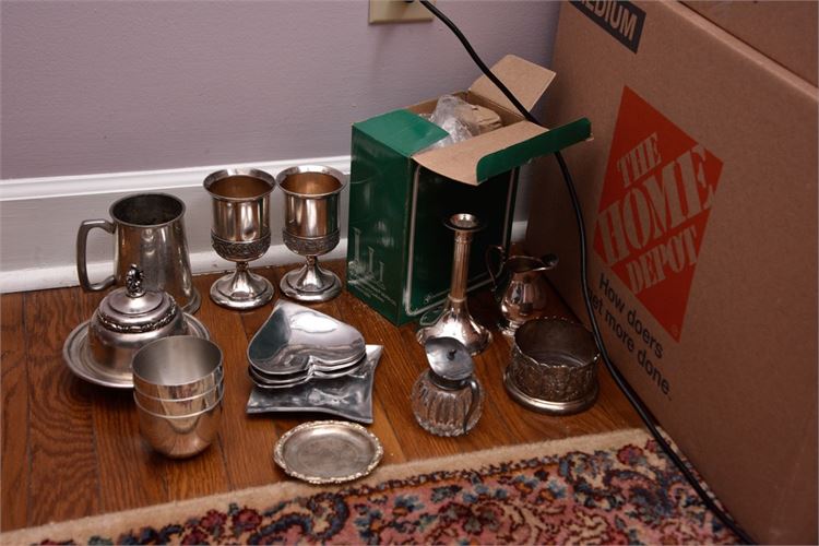 Assorted Pewter and Silver Plated Items