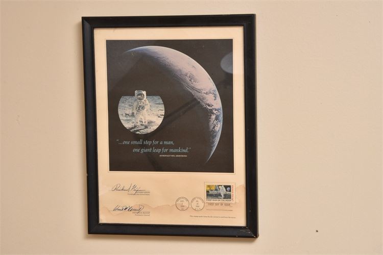 First Man On The Moon Stamp Framed Presentation Sheet
