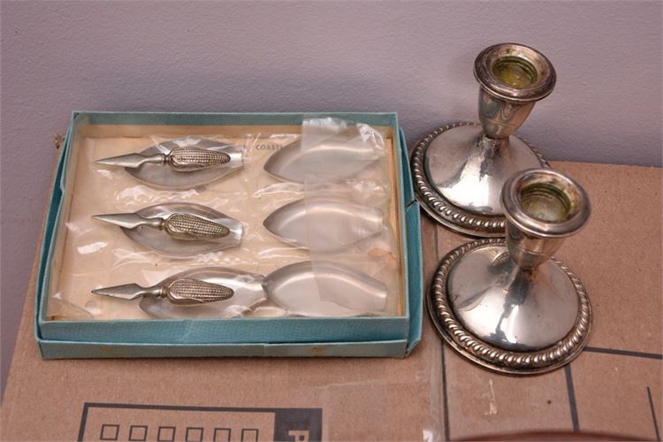 Sterling Candlesticks and Corn Cobb Holders
